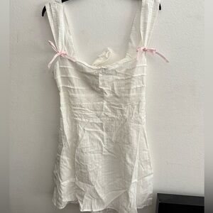 White Beginning Boutique Bow Mini Dress